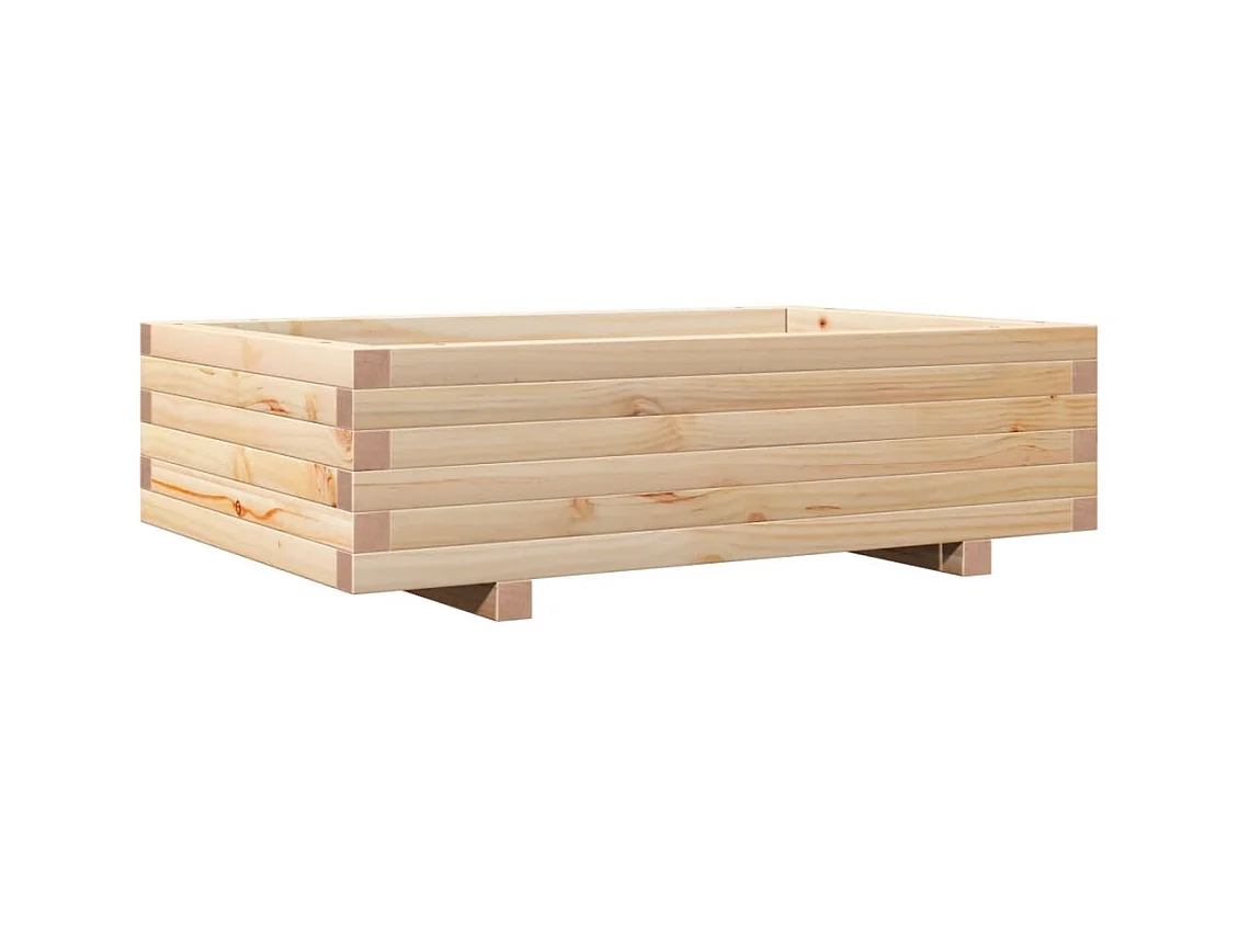 Macetero bancal elevado plantas flores terraza jardín 90 x 60 x 26,5 cm madera maciza de pino marrón 02_0038012