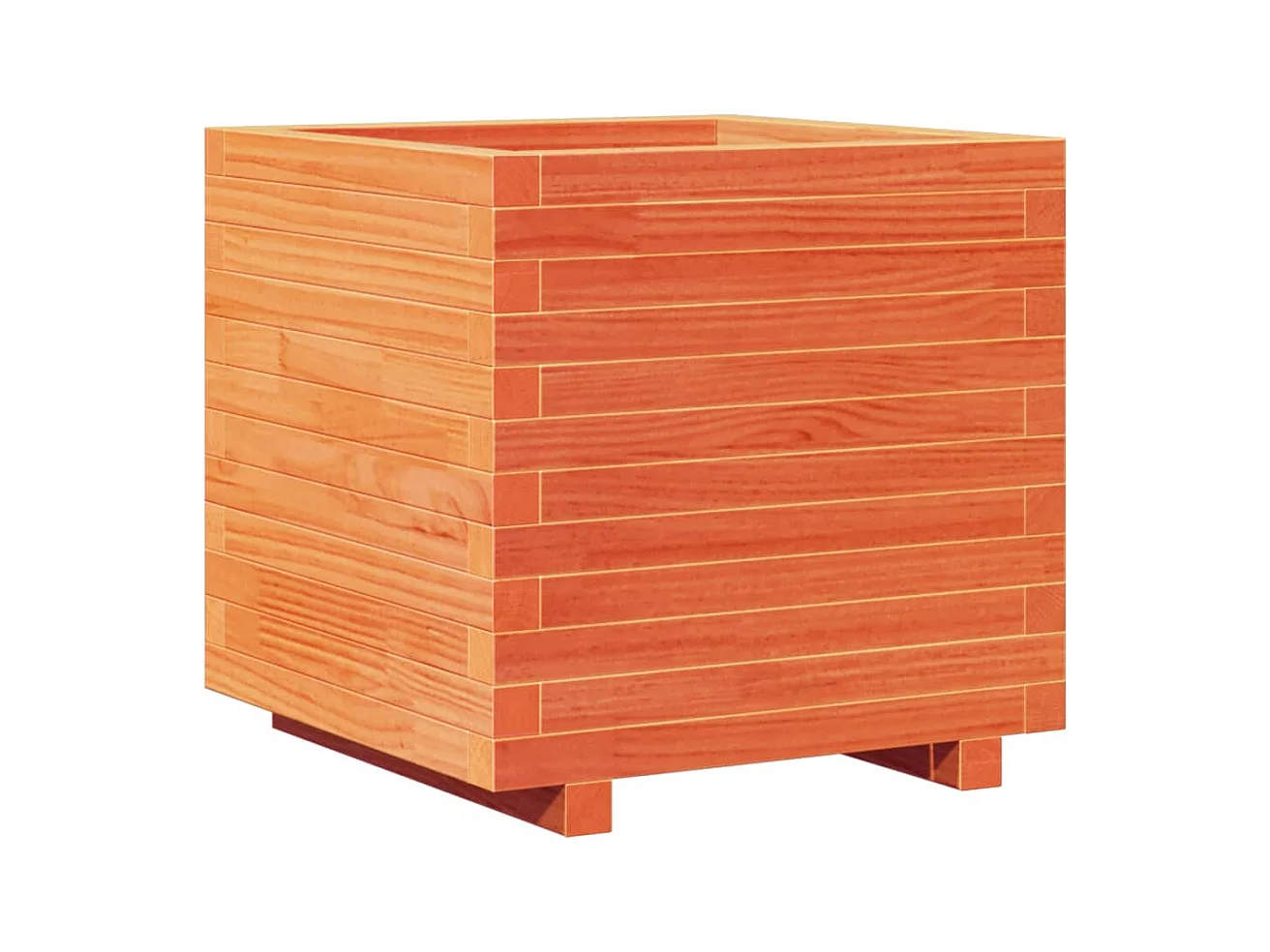 Macetero bancal elevado plantas flores terraza jardín cera 50 x 50 x 49,5 cm madera maciza de pino marrón 02_0038461