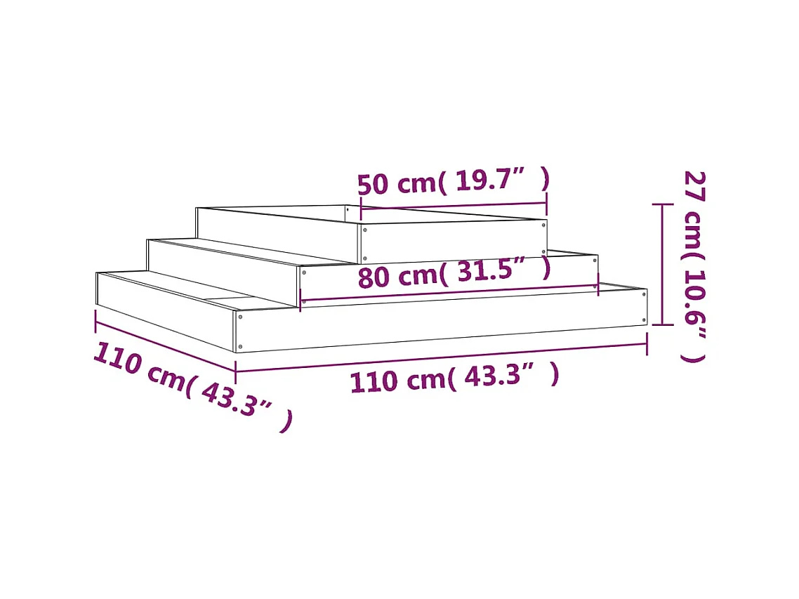 Jardinière bac lit surélevé bois blanche 110 x 110 x 27 cm 02_0037308