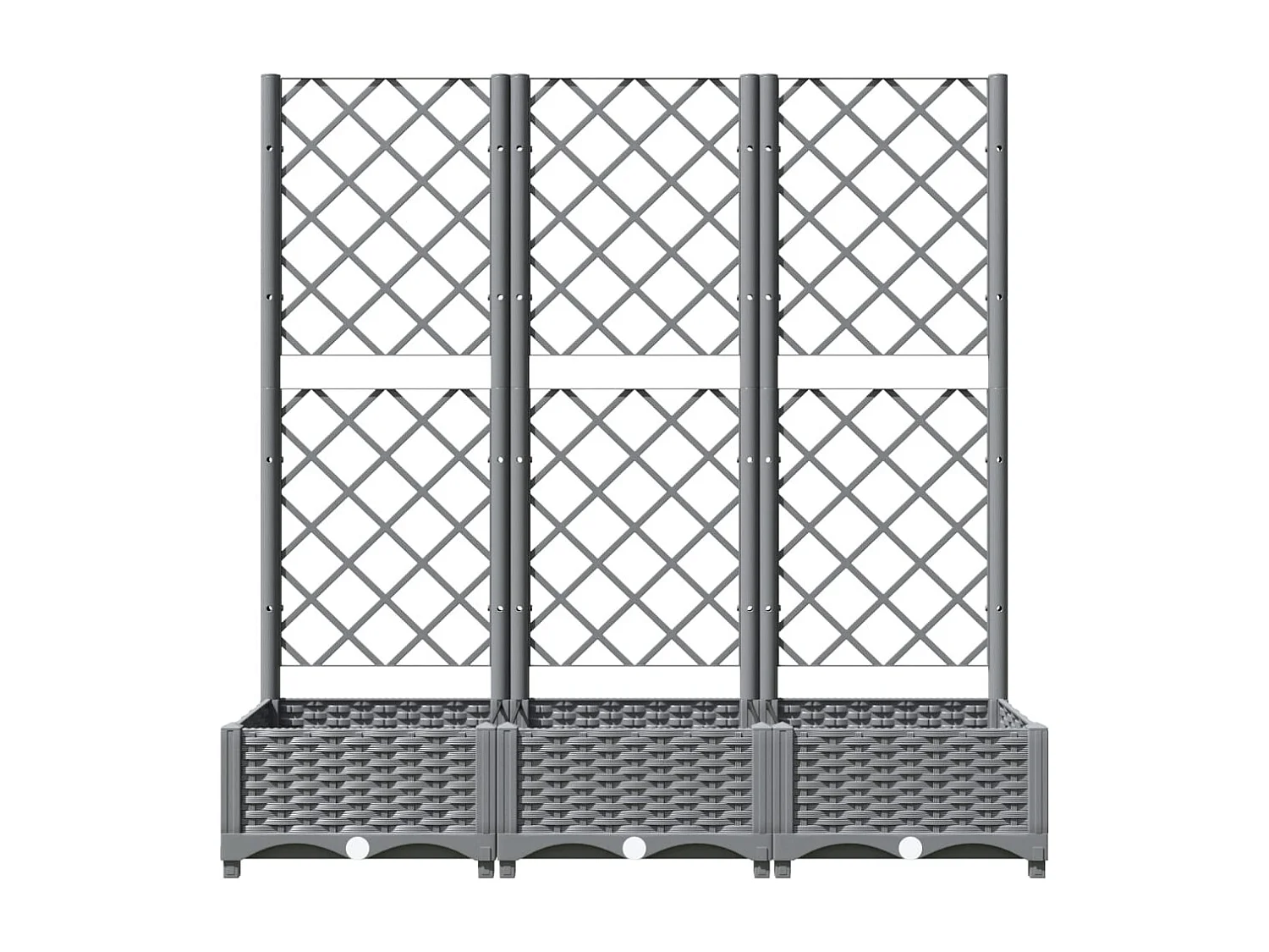 Fioriera aiuola rialzata vassoio piante fiori terrazza giardino con traliccio leggero 120 x 40 x 121,5 cm PP grigio 02_0038342