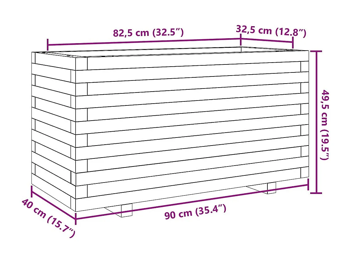 Jardinière bac lit surélevé bois marron 90 x 40 x 49.5 cm 02_0038512
