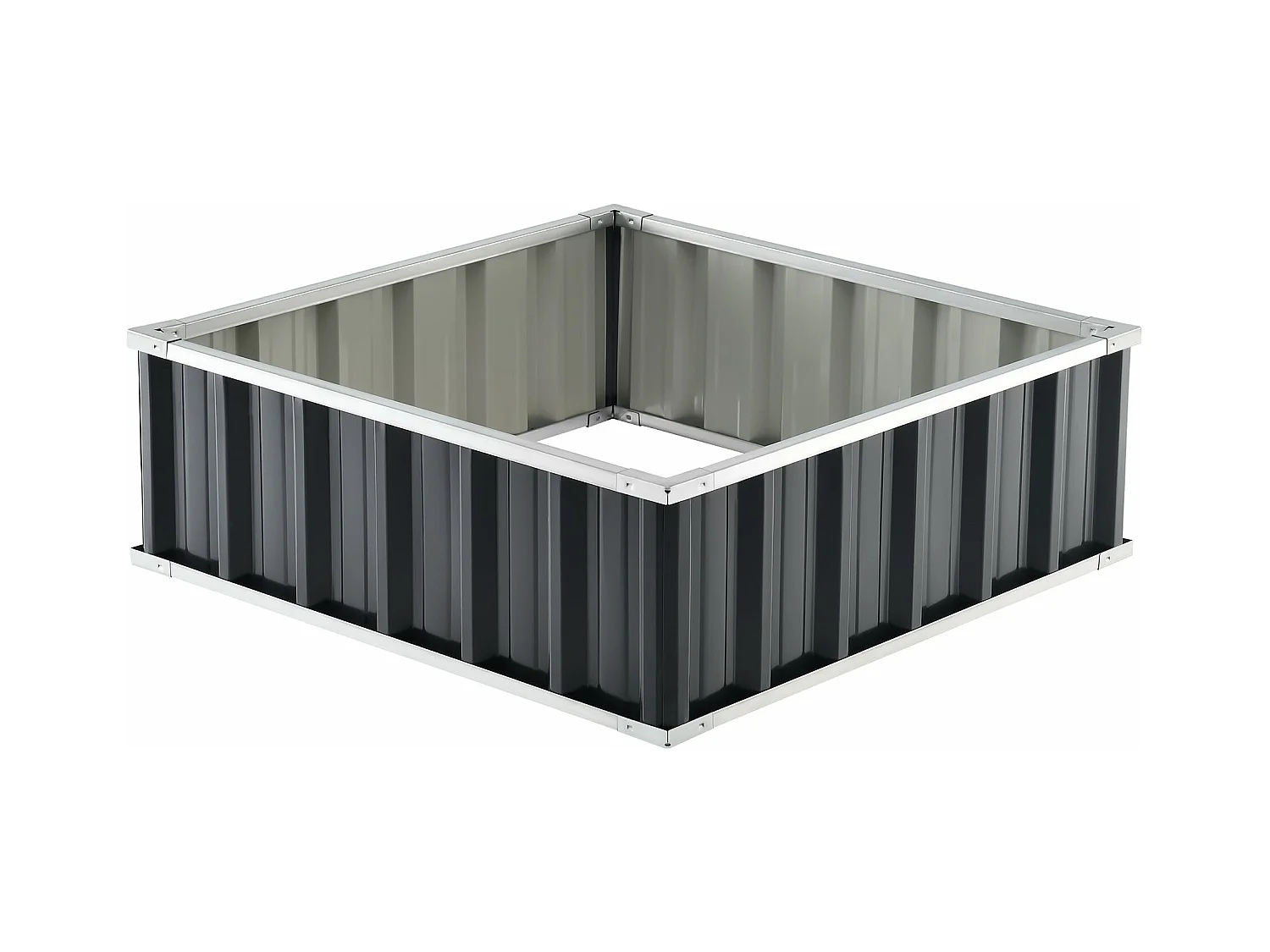 Fioriera quadrata in acciaio zincato 90 x 90 x 30 cm antracite 03_0007189