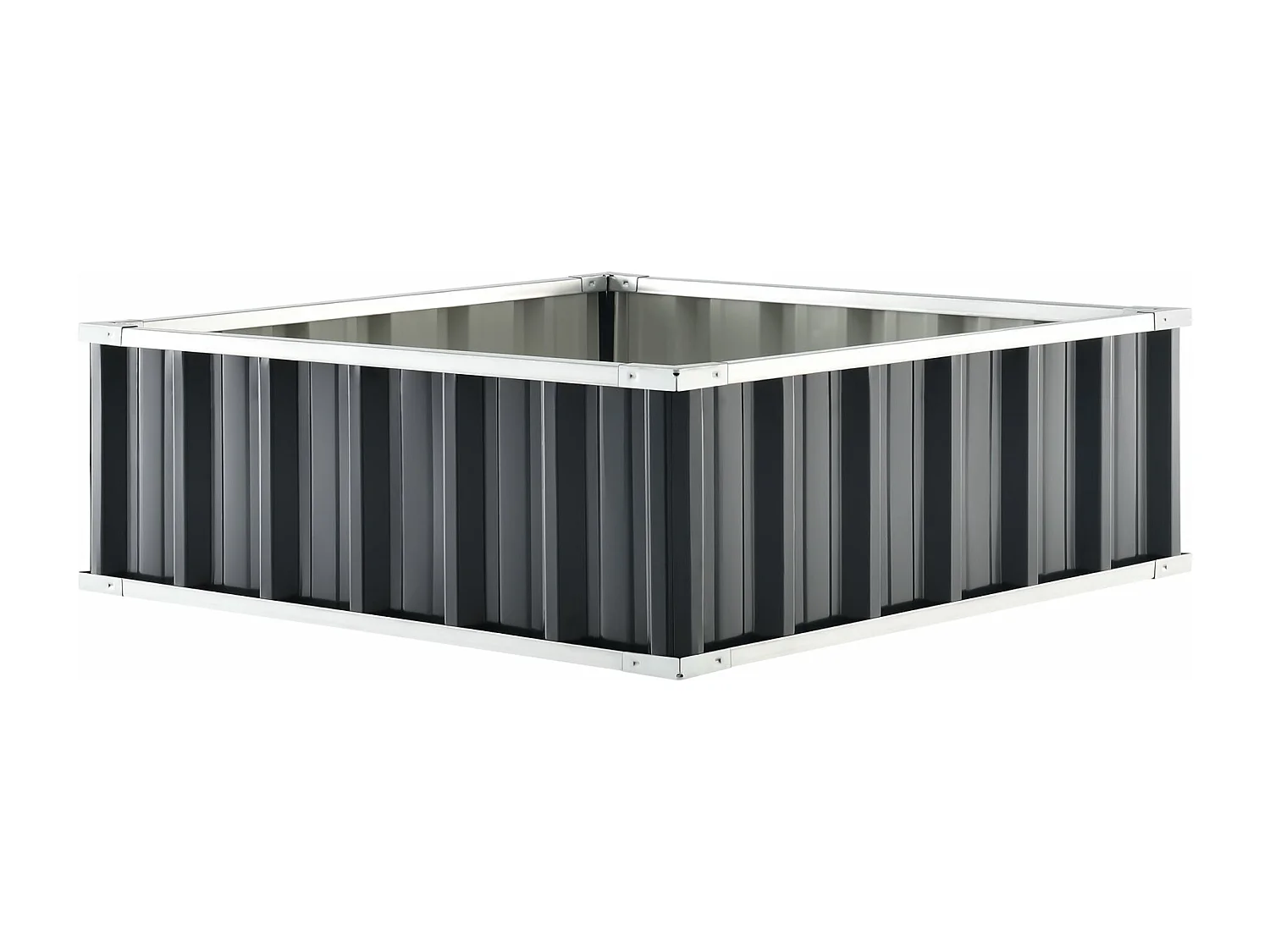 Floreira quadrada em aço galvanizado 90 x 90 x 30 cm antracite 03_0007189