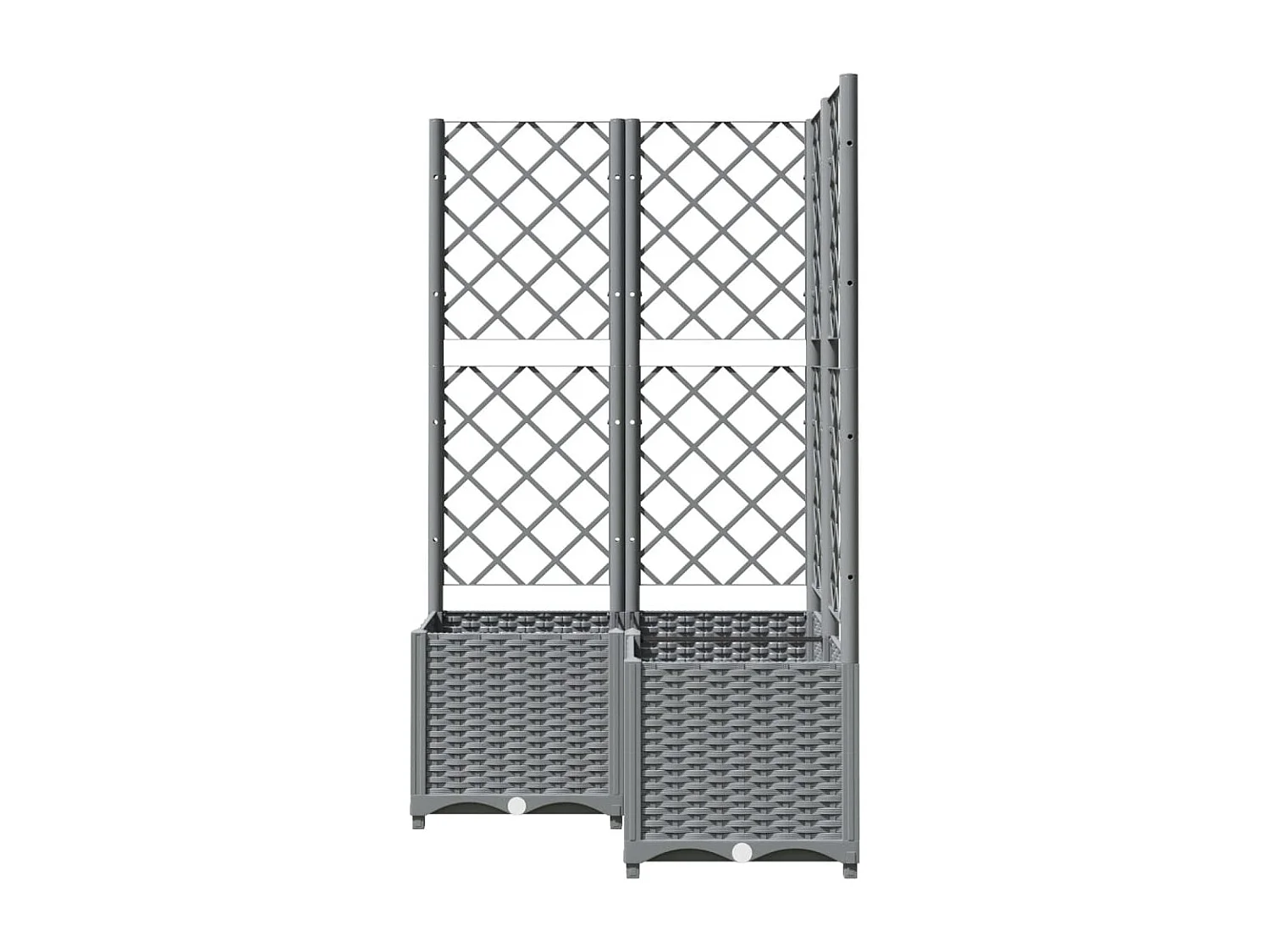 Vassoio per fioriera aiuola rialzata piante fiori terrazza giardino con traliccio leggero 80 x 80 x 136 cm PP grigio 02_0038364