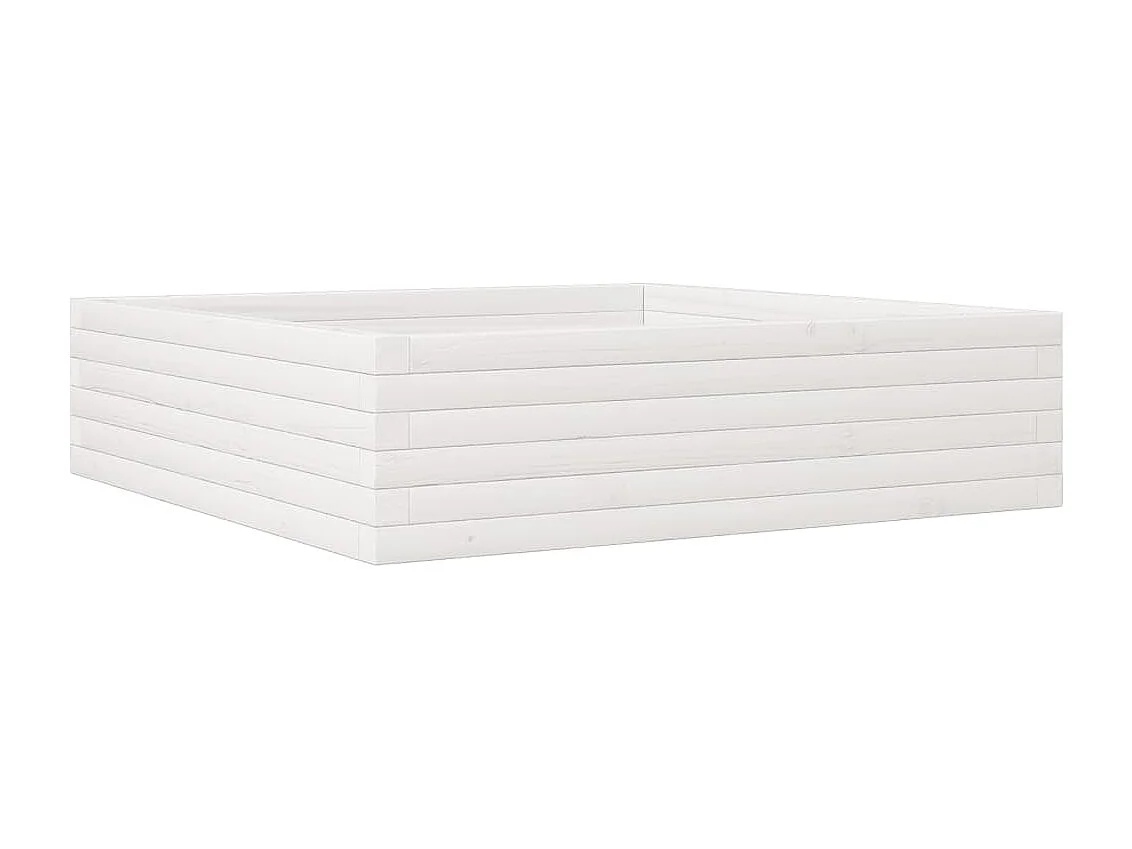 Macetero bancal elevado plantas flores terraza jardín 90 x 90 x 23 cm madera maciza de pino blanco 02_0038045