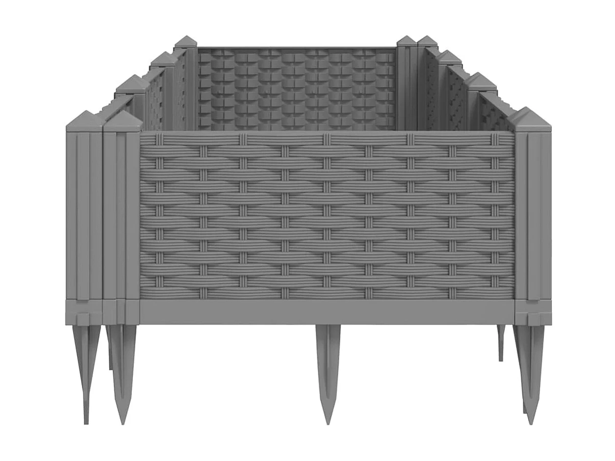 Vaso rialzato per fioriera piante fiori terrazza giardino con paletti trasparenti 125 x 40 x 28,5 cm PP grigio 02_0038206
