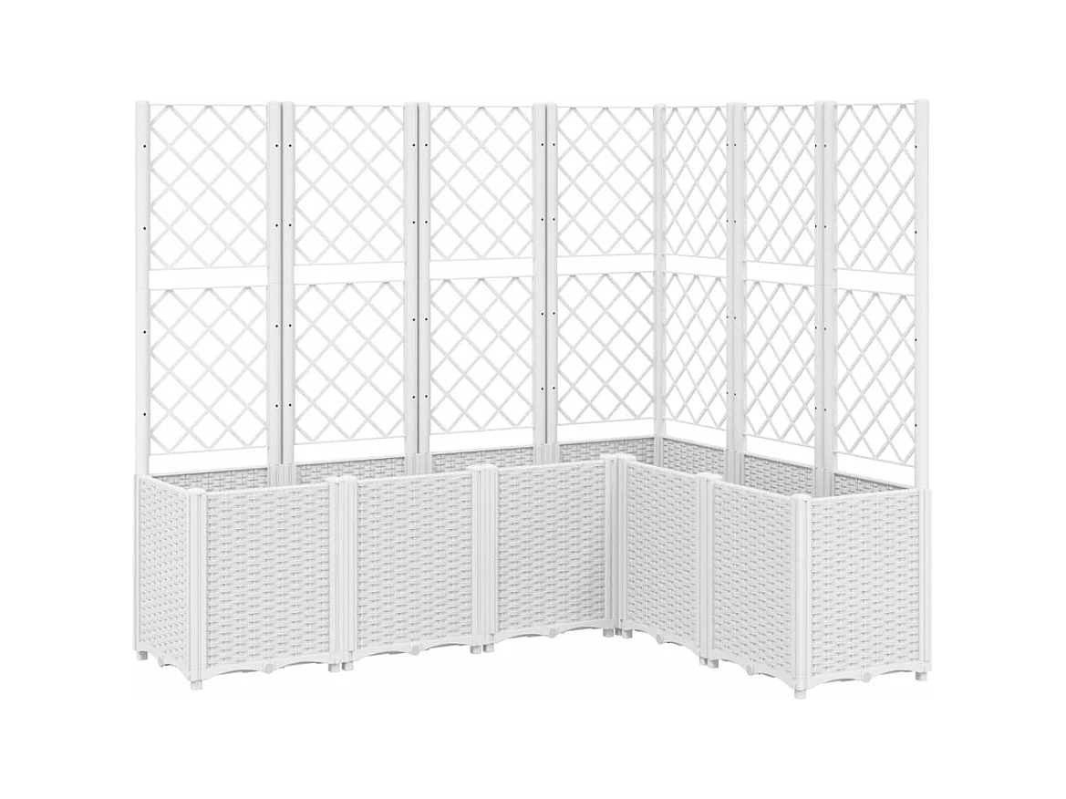Fioriera aiuola rialzata vassoio piante fiori terrazza giardino con traliccio 160 x 120 x 140 cm PP bianco 02_0038246