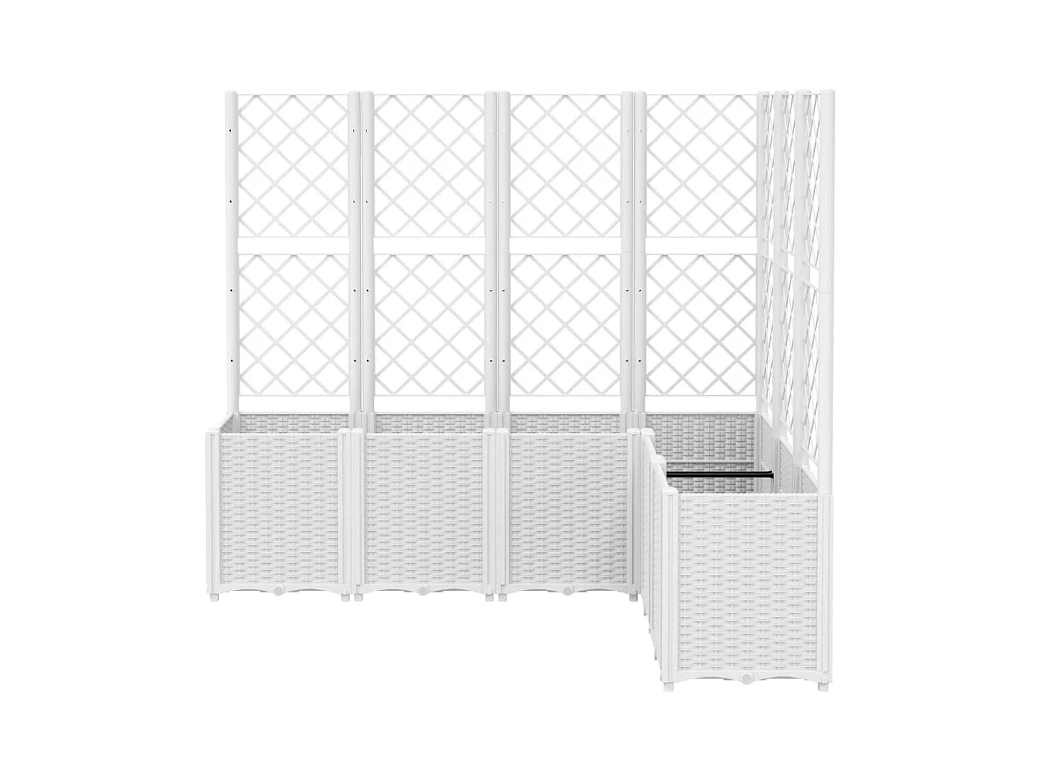 Fioriera aiuola rialzata vassoio piante fiori terrazza giardino con traliccio 160 x 120 x 140 cm PP bianco 02_0038246