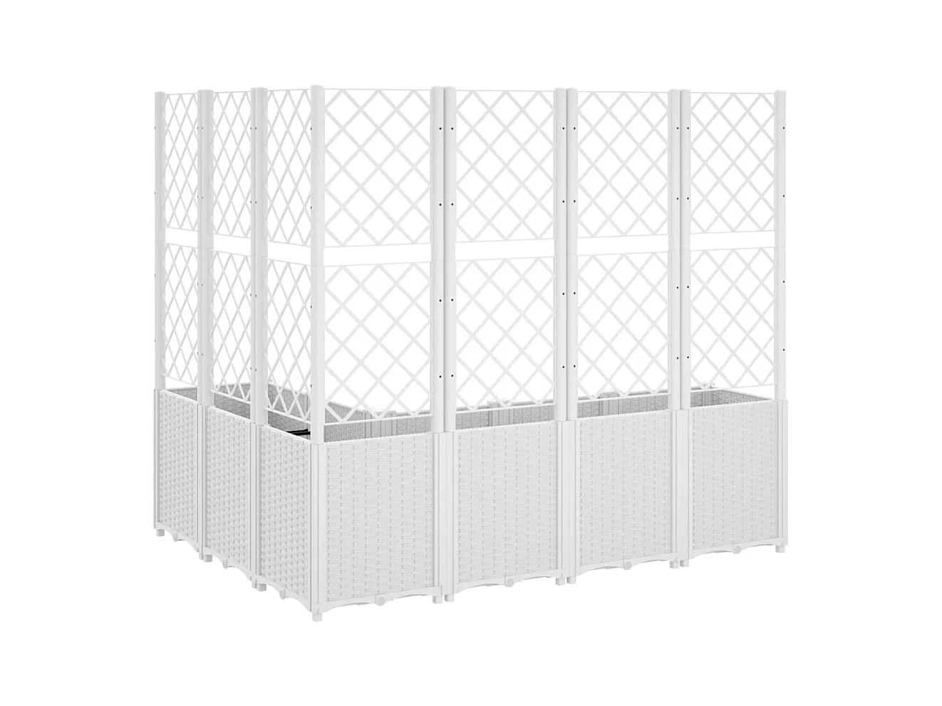 Fioriera aiuola rialzata vassoio piante fiori terrazza giardino con traliccio 160 x 120 x 140 cm PP bianco 02_0038246