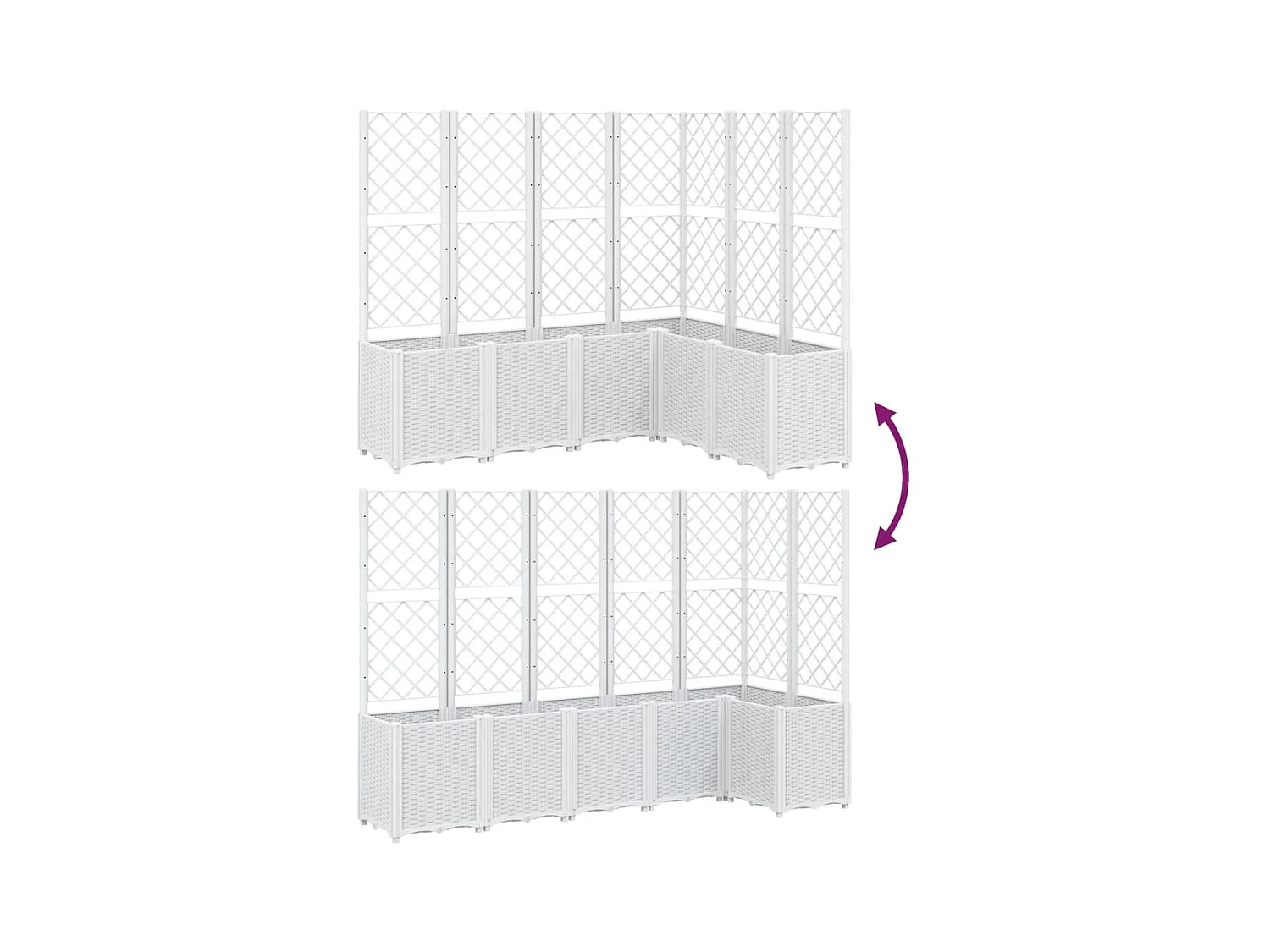 Fioriera aiuola rialzata vassoio piante fiori terrazza giardino con traliccio 160 x 120 x 140 cm PP bianco 02_0038246