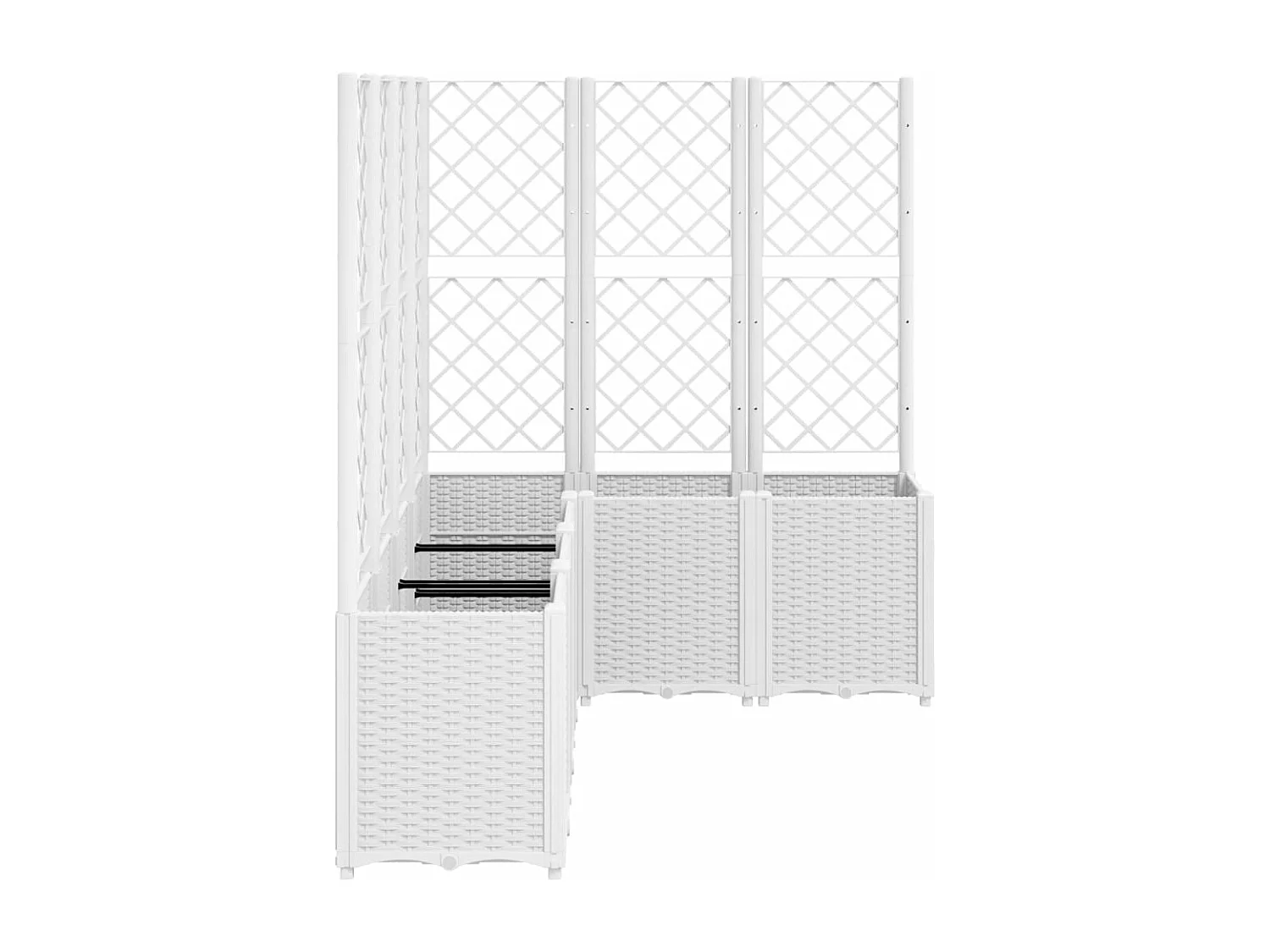 Plantador bandeja elevada plantas flores terraço jardim com treliça 160 x 120 x 140 cm PP branco 02_0038246
