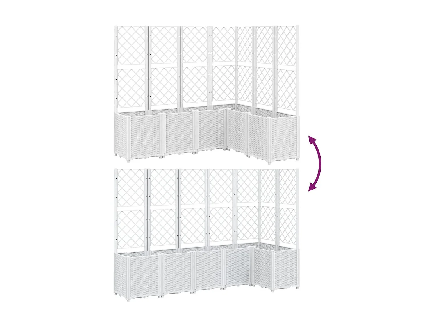 Plantador bandeja elevada plantas flores terraço jardim com treliça 160 x 120 x 140 cm PP branco 02_0038246