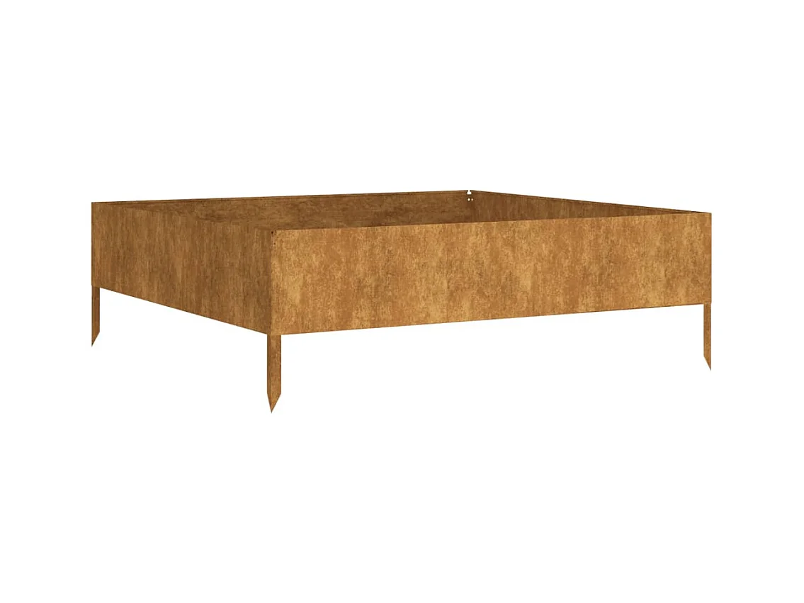 Bandeja para plantador de plantas com canteiro elevado flores terraço jardim jardim 100 x 100 x 33,5 cm aço corten marrom 02_0039283