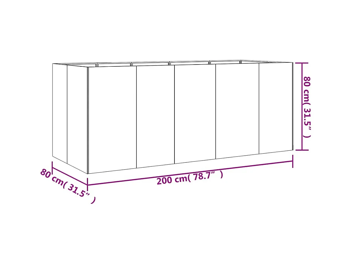 Jardinière bac lit surélevé marron 200 x 80 x 80 cm 02_0039406