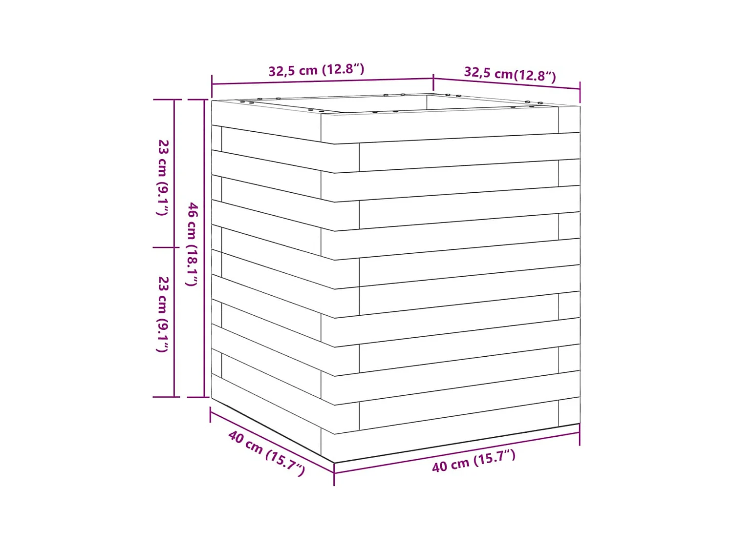 Jardinière bac lit surélevé bois marron 40 x 40 x 46 cm 02_0038454