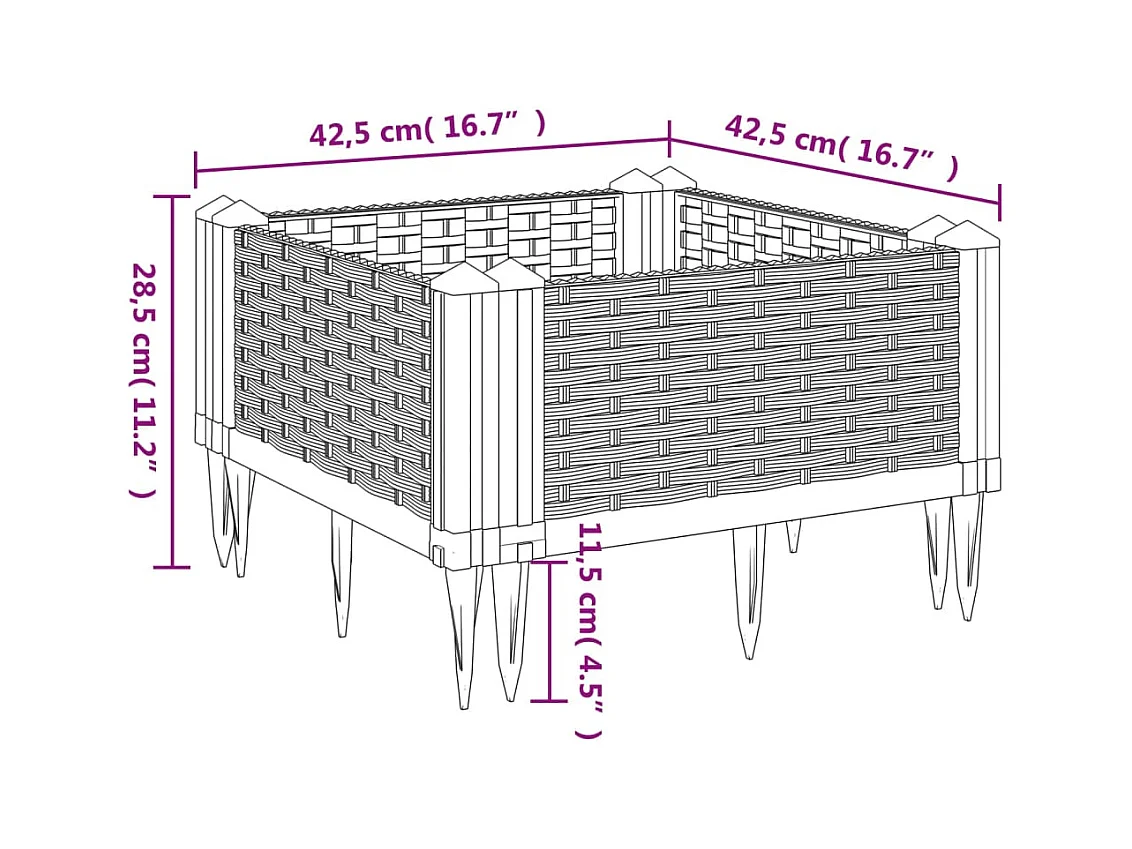 Jardinière bac lit surélevé grise 42 x 5 x 42 cm 02_0038198