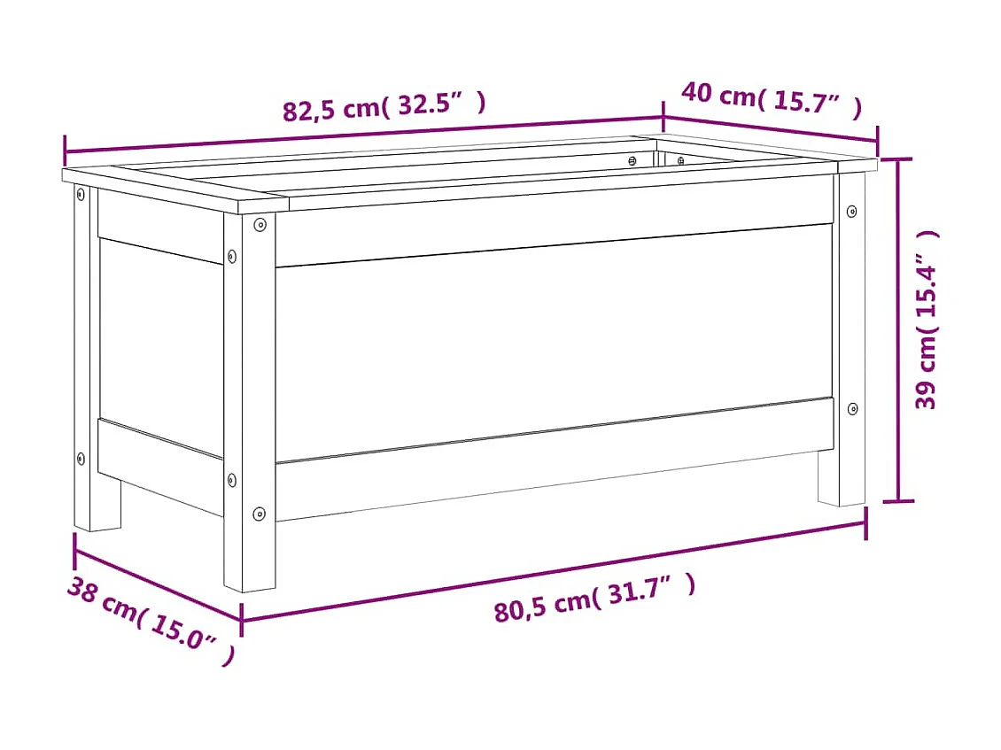 Jardinière bac lit surélevé bois marron 82.5 x 40 x 39 cm 02_0037933
