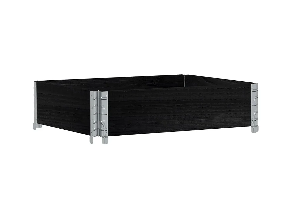 Vassoio per fioriera aiuola rialzata piante fiori terrazza giardino 80 x 60 cm legno massello di pino nero 02_0037885