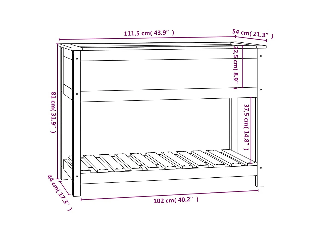 Jardinière bac lit surélevé bois marron 111.5 x 54 x 81 cm 02_0038388