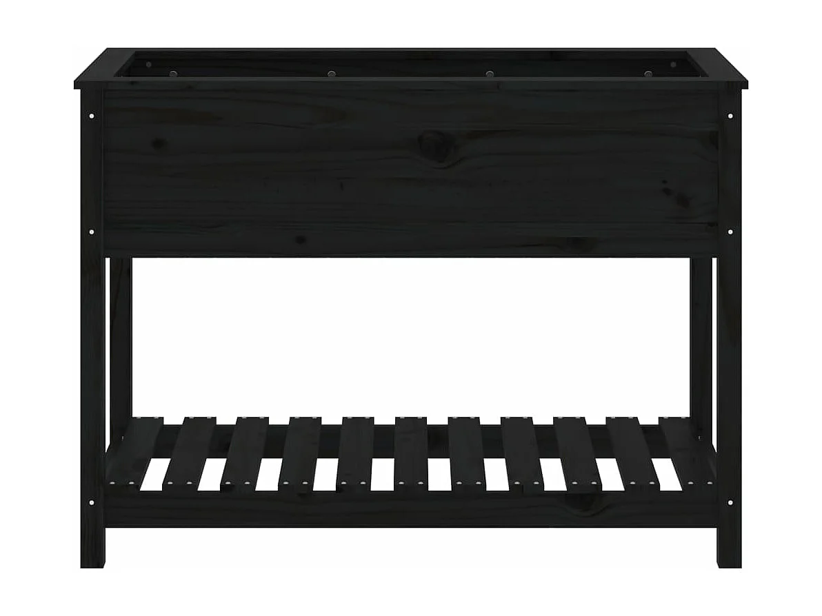 Vassoio per fioriera aiuola rialzata piante fiori terrazza giardino con ripiano 111,5 x 54 x 81 cm legno massello di pino nero 02_0038388