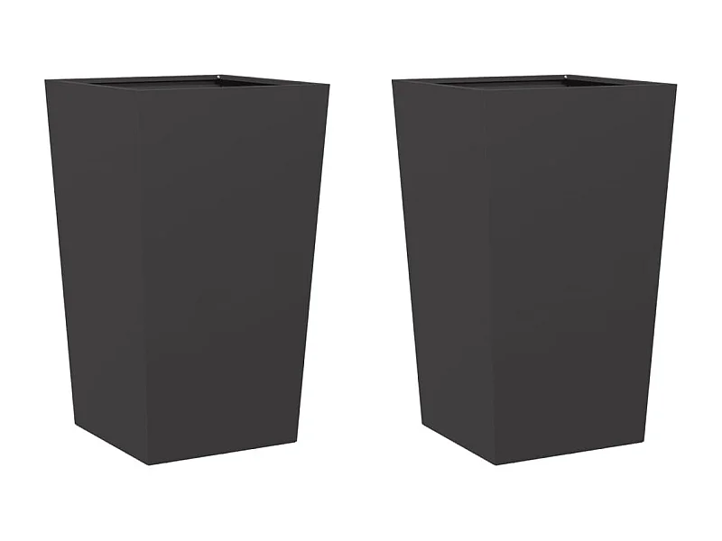 Vaso rialzato per fioriere piante fiori giardino terrazze set da 2 45 x 45 x 75 cm acciaio nero 02_0038980
