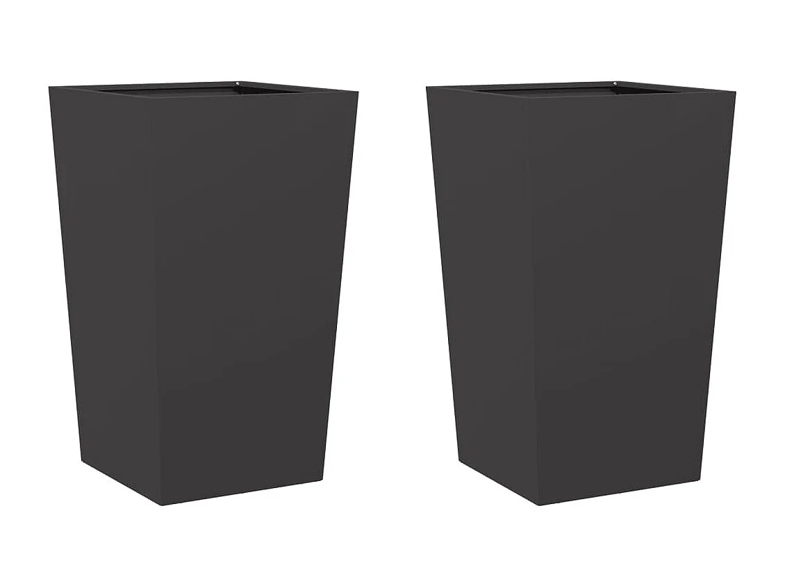Vaso rialzato per fioriere piante fiori giardino terrazze set da 2 45 x 45 x 75 cm acciaio nero 02_0038980