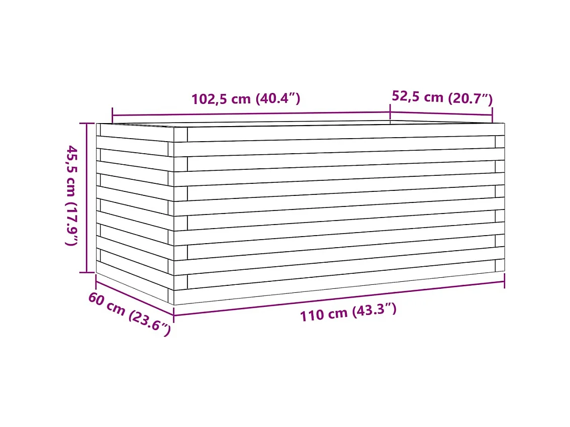 Jardinière bac lit surélevé bois marron 110 x 60 x 45.5 cm 02_0038440