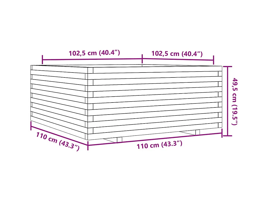 Jardinière bac lit surélevé bois marron 110 x 110 x 49.5 cm 02_0038428
