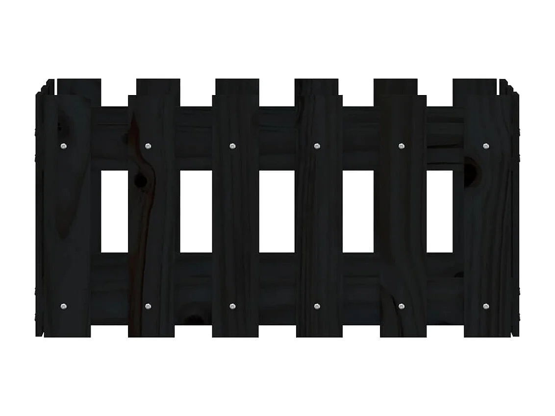 Vassoio per fioriera aiuola rialzata piante fiori terrazza giardino con recinzione design 60 x 30 x 30 cm pino massiccio nero 02_0038105