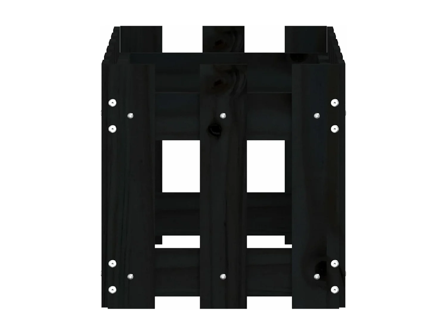 Vassoio per fioriera aiuola rialzata piante fiori terrazza giardino con recinzione design 60 x 30 x 30 cm pino massiccio nero 02_0038105