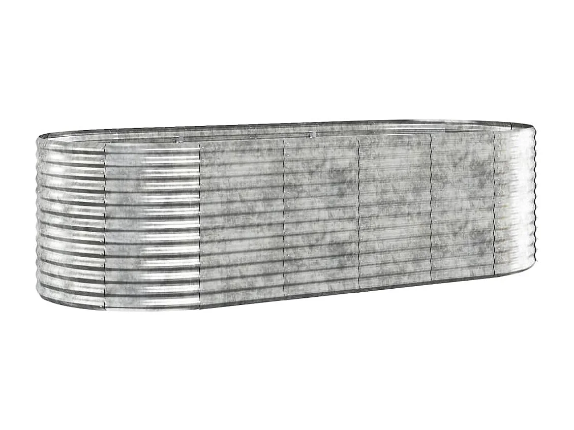 Macetero bancal elevado plantas flores terraza jardín jardín acero con revestimiento de polvo plateado Plata 02_0039704