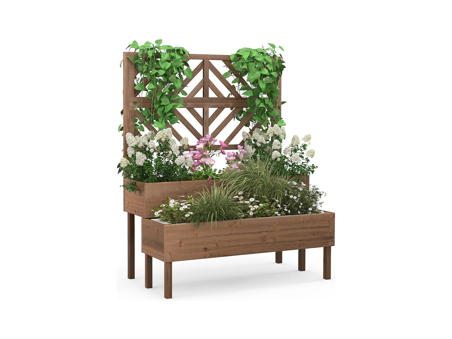 Jardinière avec treillis à bois marron 109 x 62 x 135 cm 20_0005818