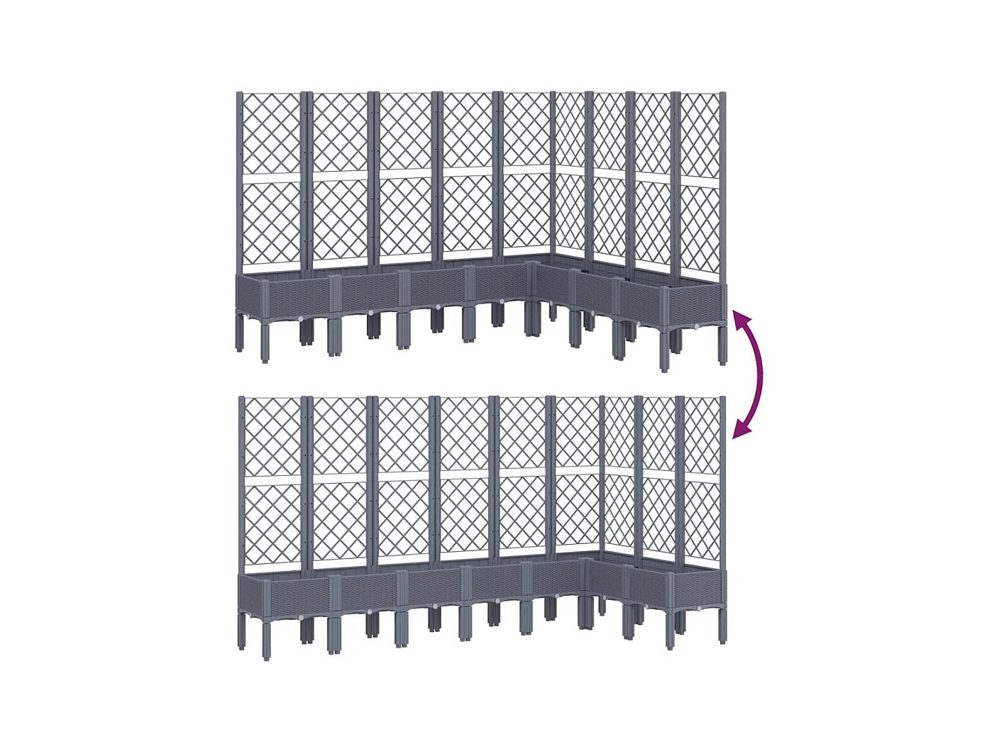 Jardinière bac lit surélevé grise 200 x 160 x 142 cm 02_0038275
