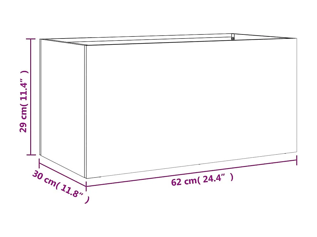 Vassoio per fioriera aiuola rialzata piante fiori terrazza giardino 62 x 30 x 29 cm acciaio bianco 02_0037738
