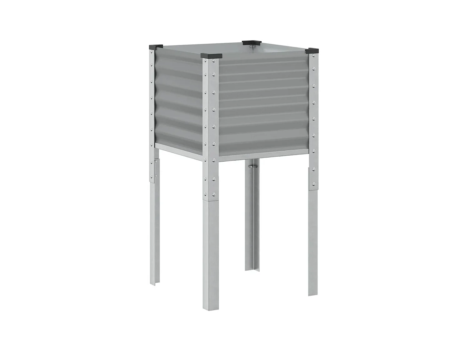 Macetero bancal elevado plantas flores terraza jardín 45 x 45 x 88 cm gris acero 02_0037614