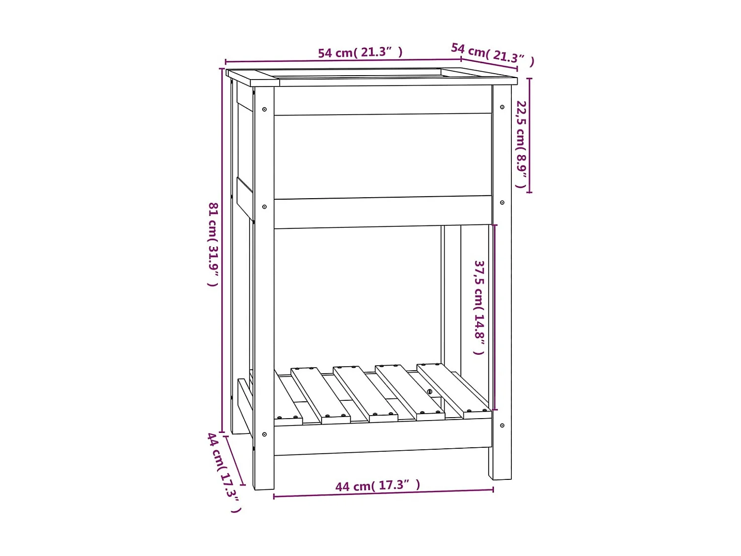 Jardinière bac lit surélevé bois blanche 55 x 54 x 81 cm 02_0038395