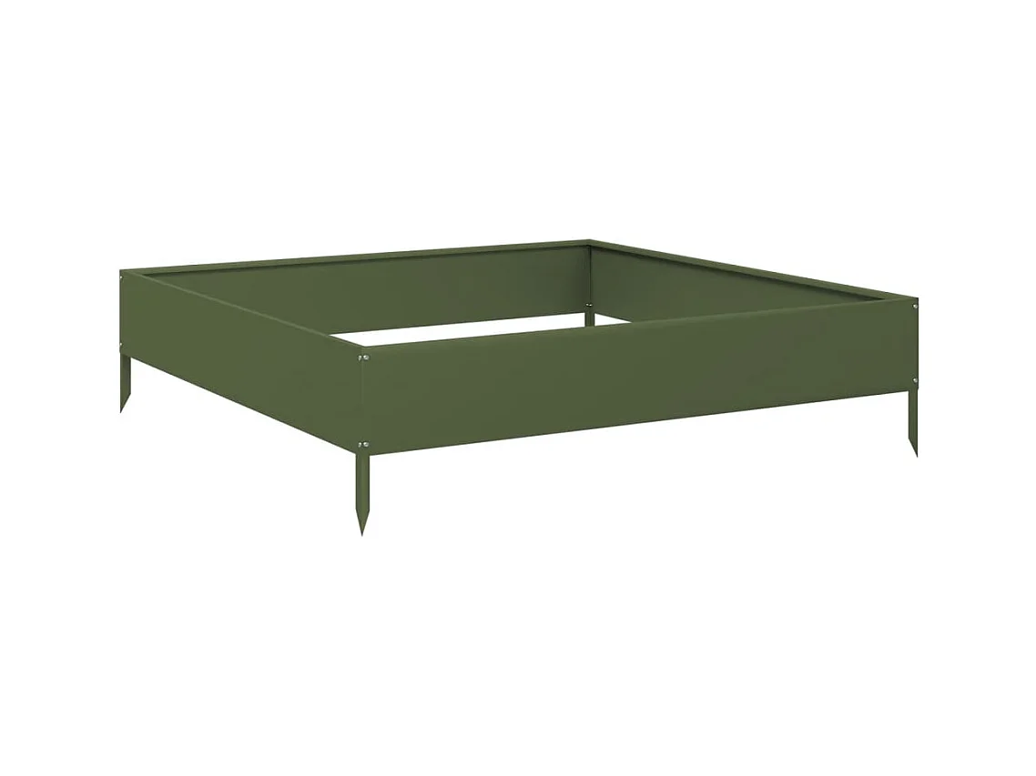 Vaso per fioriera aiuola rialzata piante fiori terrazzo giardino giardino olivo 100 x 100 x 26 cm verde acciaio 02_0039852