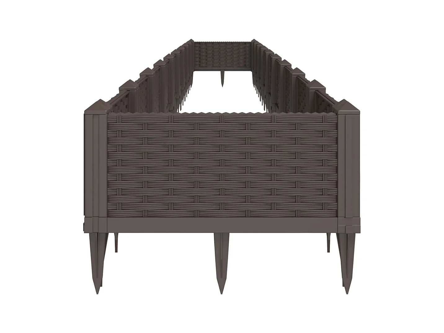 Bandeja para plantar plantas em canteiro elevado flores terraço jardim com estacas 362,5 x 42,5 x 28,5 cm PP marrom 02_0038191