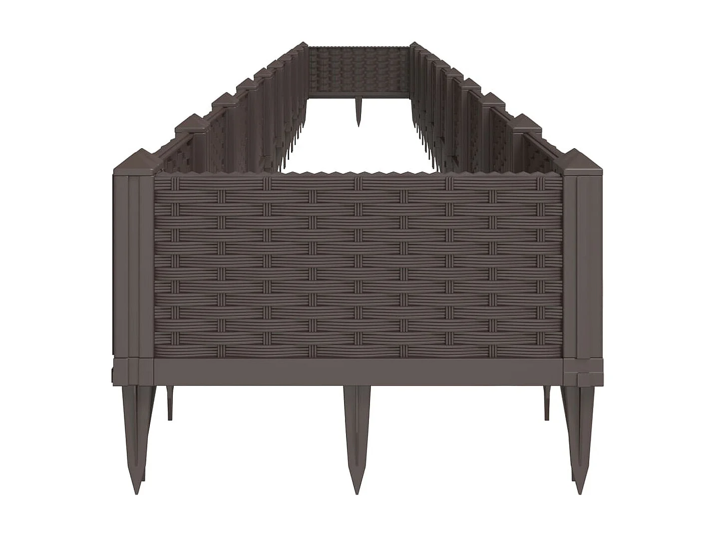 Macetero bancal elevado plantas flores terraza jardín con estacas 362,5 x 42,5 x 28,5 cm PP marrón 02_0038191