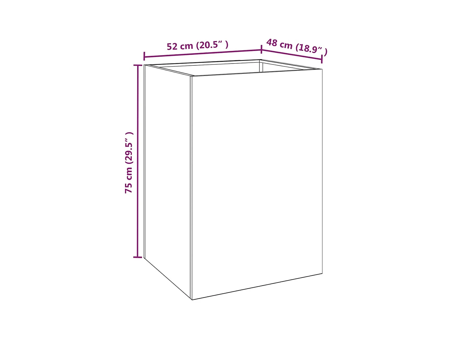 Vassoio per fioriera aiuola rialzata piante fiori terrazzo giardino 52 x 48 x 75 cm acciaio corten marrone 02_0037686