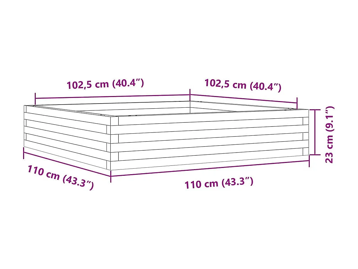 Jardinière bac lit surélevé bois marron 110 x 110 x 23 cm 02_0037297