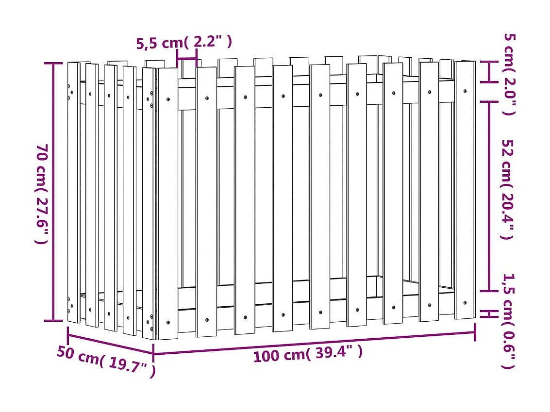 Jardinière bac lit surélevé bois marron 100 x 50 x 70 cm 02_0039812