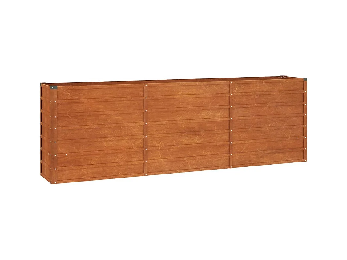 Vassoio per fioriera aiuola rialzata piante fiori terrazza giardino arrugginito 240 x 40 x 77 cm acciaio corten marrone 02_0039867