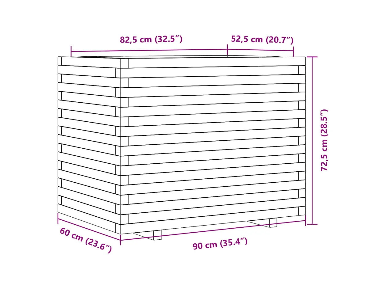 Jardinière bac lit surélevé bois marron 90 x 60 x 72.5 cm 02_0038526