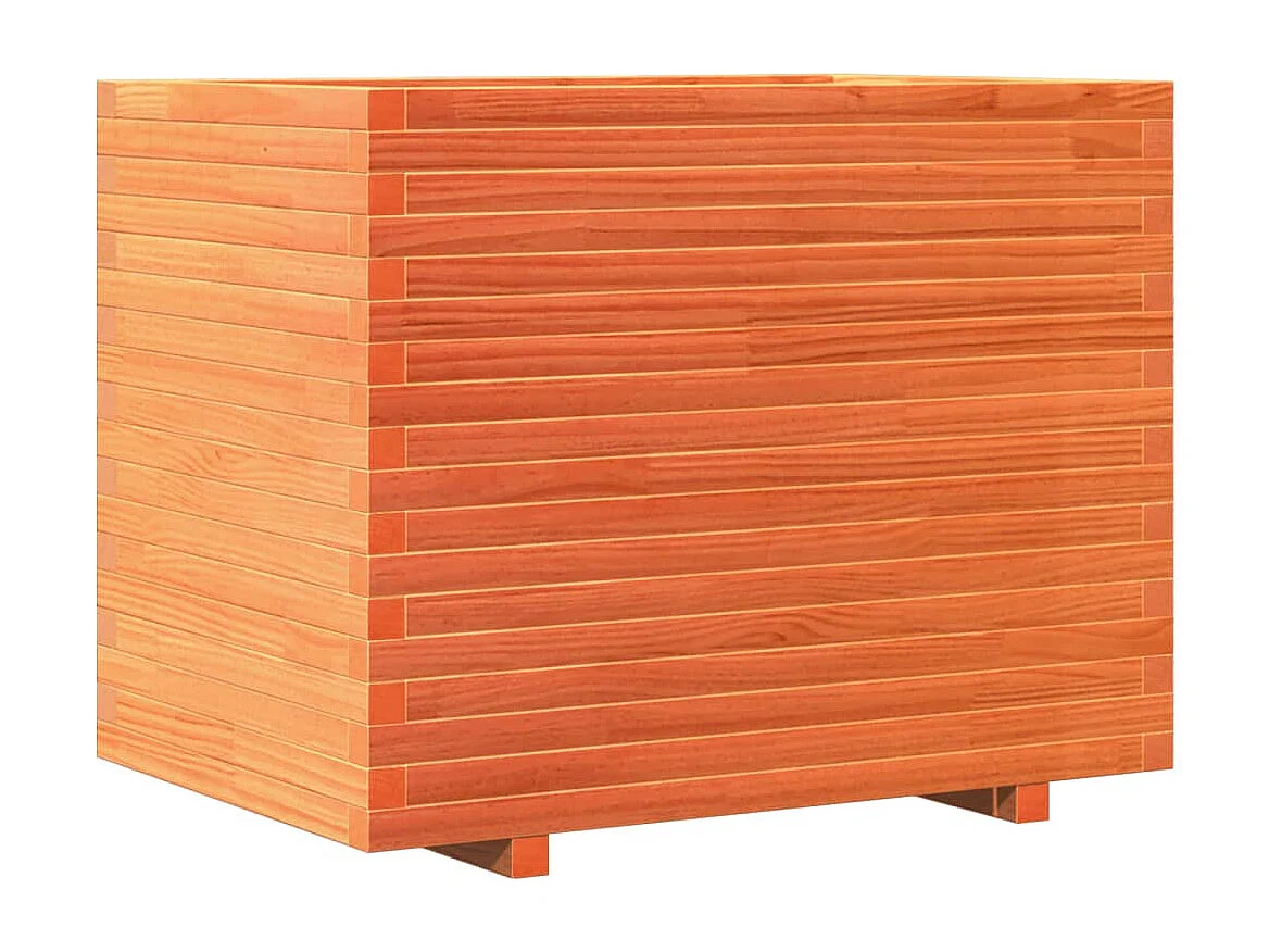 Jardinera elevada para plantas flores patio jardín acabado encerado 90 x 60 x 72,5 cm madera maciza de pino marrón 02_0038526