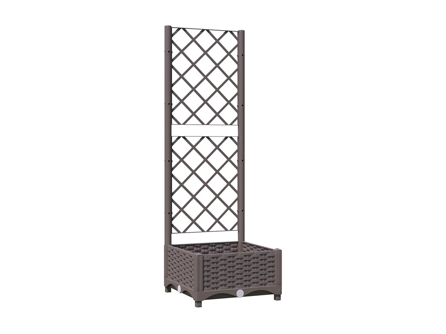 Macetero elevado bandeja plantas flores terraza jardín con enrejado 40 x 40 x 121,5 cm PP marrón 02_0038284