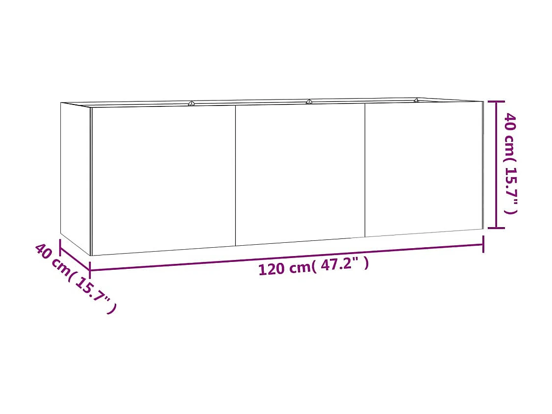Jardineira canteiro elevado plantas flores terraço jardim 120 x 40 x 40 cm aço corten castanho 02_0039342