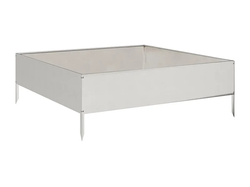 Vassoio per fioriera aiuola rialzata piante fiori terrazza giardino giardino 100 x 100 x 33,5 cm acciaio inossidabile Argento 02_0039286