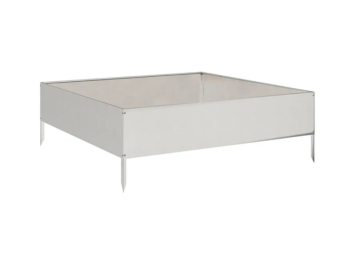 Bandeja para plantador canteiro elevado plantas flores terraço jardim jardim 100 x 100 x 33,5 cm aço inoxidável prata 02_0039286