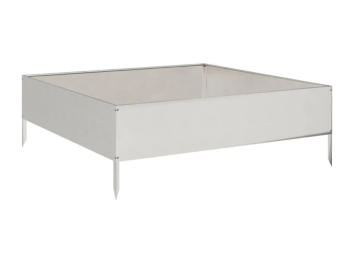 Vassoio per fioriera aiuola rialzata piante fiori terrazza giardino giardino 100 x 100 x 33,5 cm acciaio inossidabile Argento 02_0039286